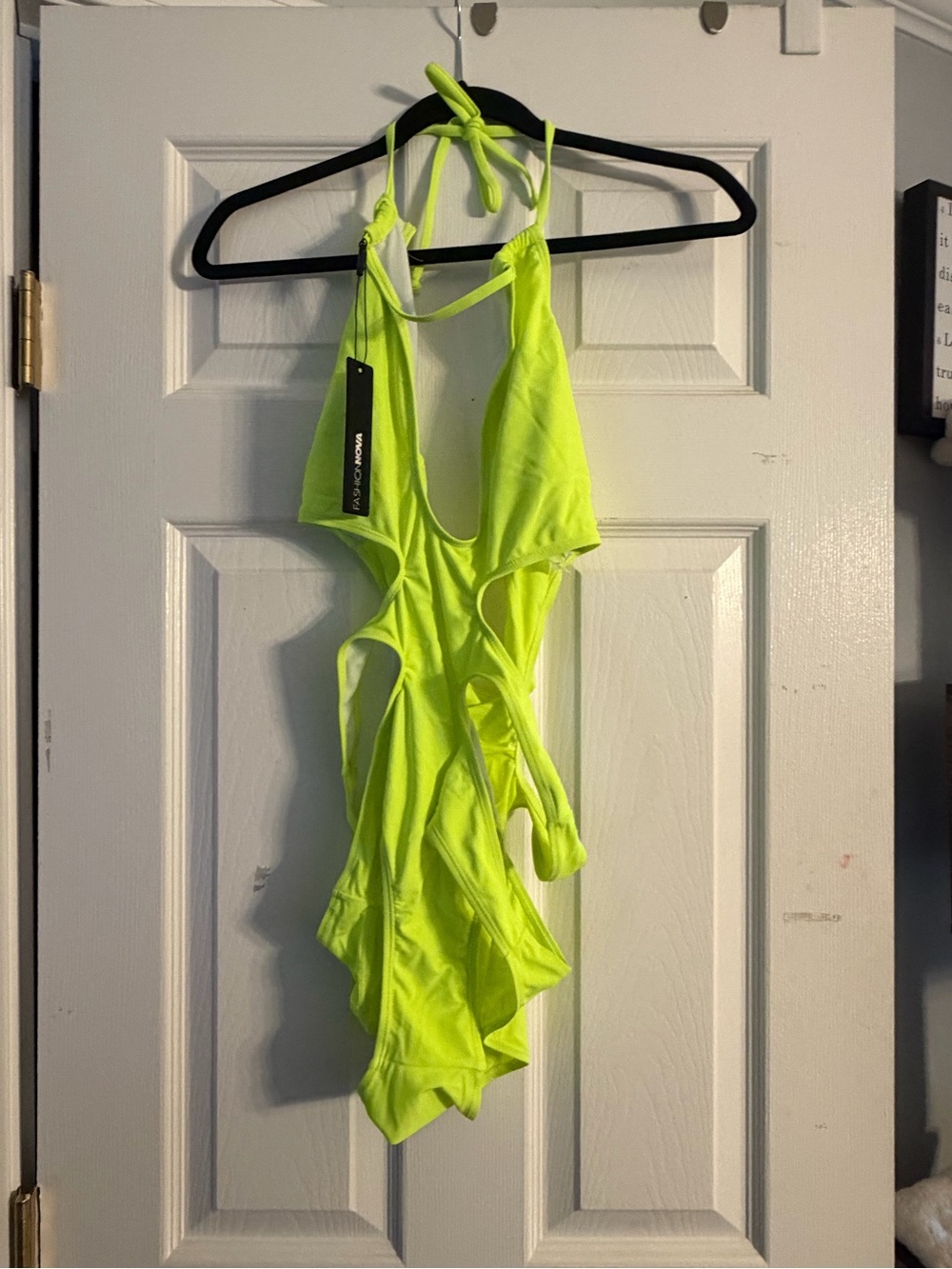 Fashion Nova Neon Yellow Cutout One-Piece Swimsuit